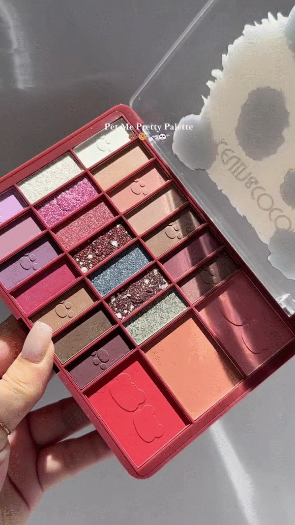 Pet Me Pretty Eyeshadow and Blush Palette – Featuring Soft Mattes, Shimmers, and Glitters in Warm Reds, Pinks, and Neutrals with Cute Cloud-Shaped Packaging - Image 2