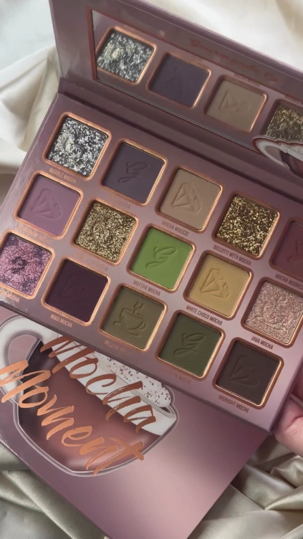 Mocha-Inspired 15-Color Eyeshadow Palette – Featuring Rich Browns, Purples, Greens, and Shimmering Shades Like Marble Mocha, Matcha Mocha, and Java Mocha - Image 2