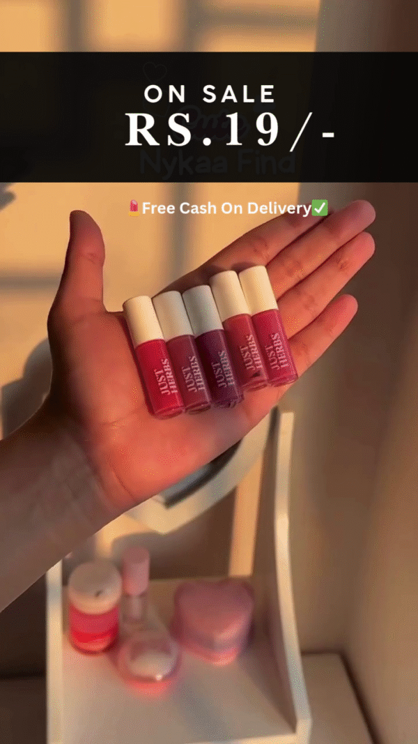 Just Herbs Lip Gloss Set – 5 Gorgeous Shades in Soft Pink and Red Tones, Perfect for Hydrating and Glossy Lips