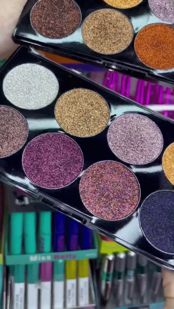 12-Color Glitter Eyeshadow Palette – Vibrant Metallic and Shimmer Shades in Gold, Purple, Copper, Silver, Pink, and Blue for Glamorous Party and Festive Eye Makeup Looks - Image 2