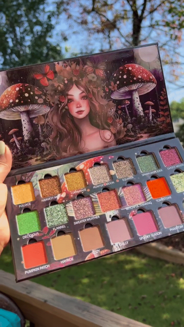 "Autumn-Inspired Eyeshadow Palette with 18 Shades – Featuring Warm Tones Like Pumpkin Patch, Sweater Weather, and Harvest Moon - Image 2