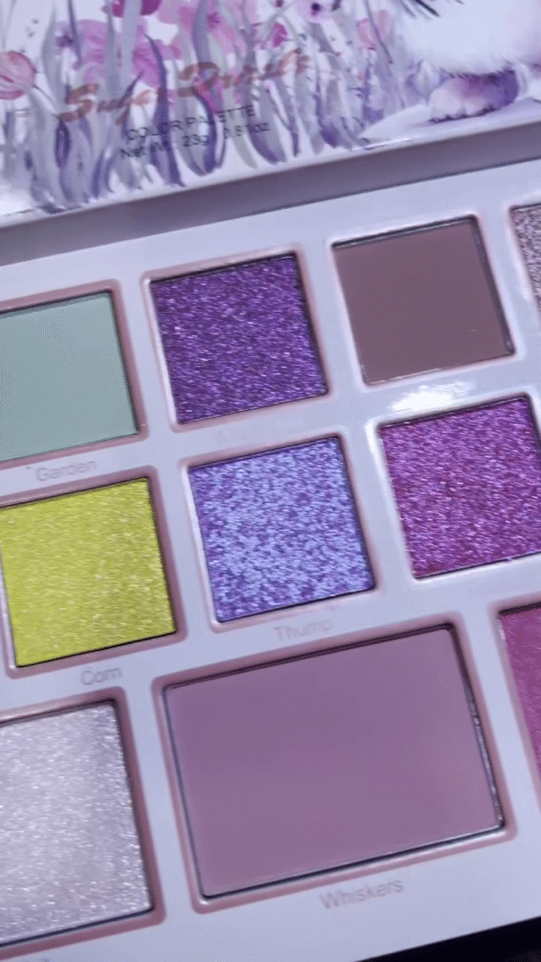 Soft and Sparkly 9-Color Eyeshadow Palette – Featuring Shades of Lavender, Green, Yellow, and Shimmering Purples - Image 2