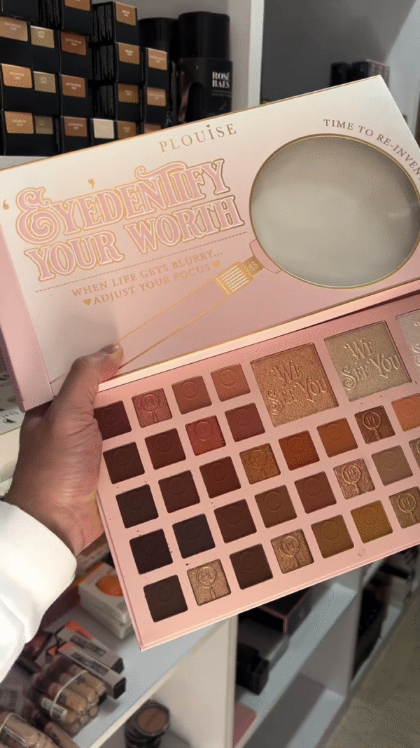 Plouise 'Identify Your Worth' Eyeshadow Palette with 35 Stunning Shades in Warm Neutrals, Rich Browns, and Shimmering Golds