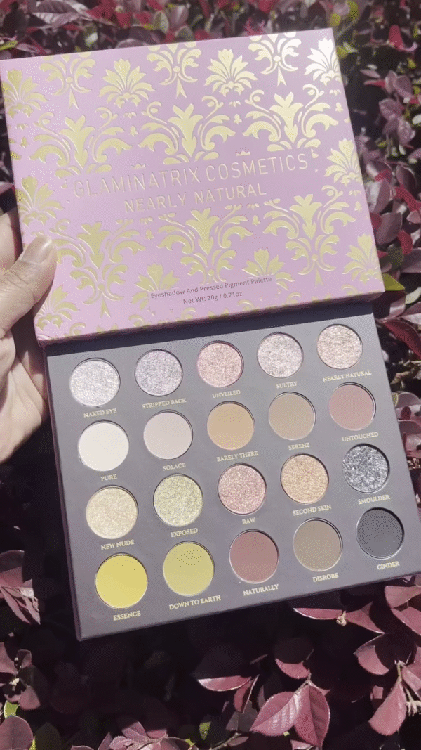 Nearly Natural 20-Color Eyeshadow Palette – Featuring Soft Mattes, Shimmers, and Glitters in Neutral Shades Like Barely There, Solace, and Naturally