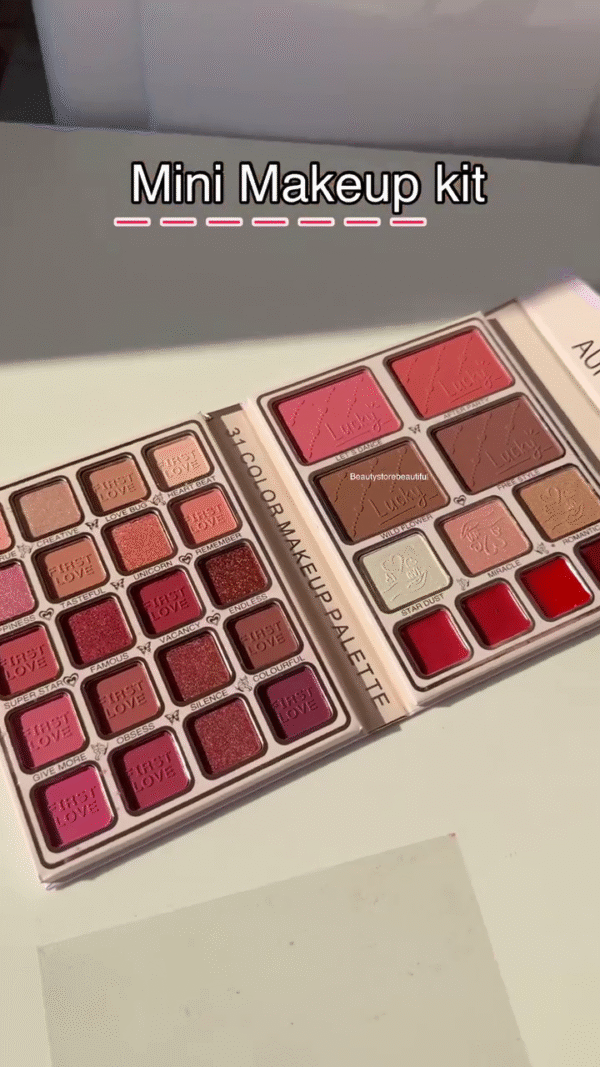 Mini 31-Color Makeup Palette with Eyeshadows, Blushes, and Lipsticks – Featuring a Variety of Bold and Subtle Shades for Everyday and Glam Looks - Image 2