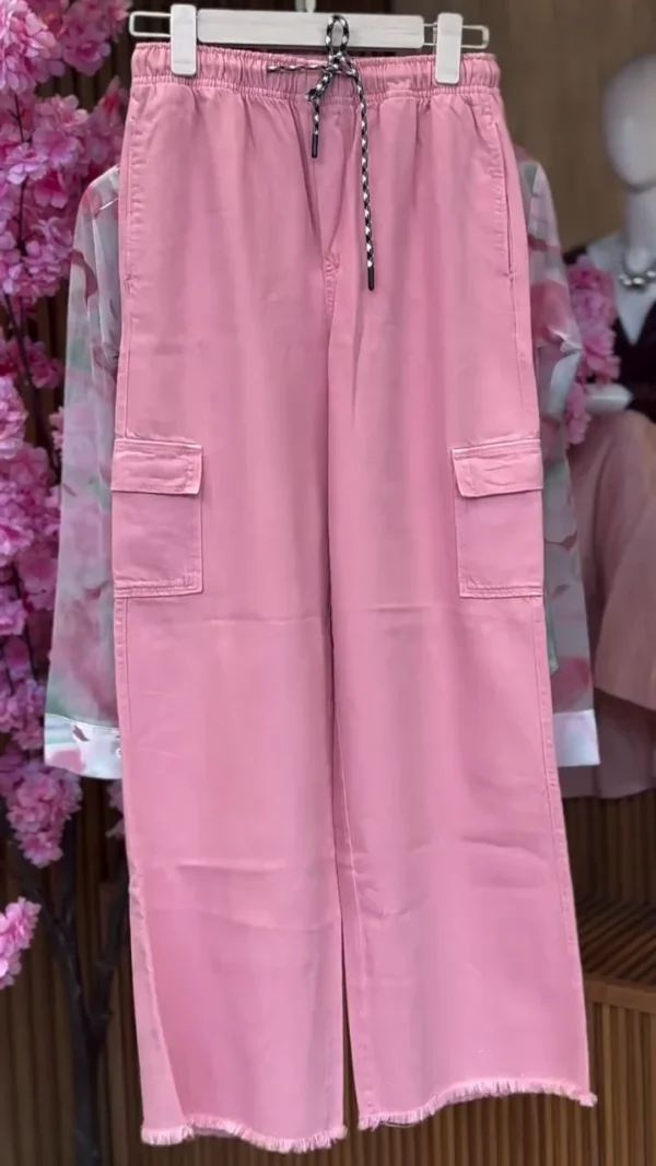 Trendy Pink Abstract Print Co-Ord Set with Sheer Button-Down Shirt, Inner Crop Top and Matching Shorts – Stylish Casual Outfit for Summer, Travel and Daily Wear - Image 2