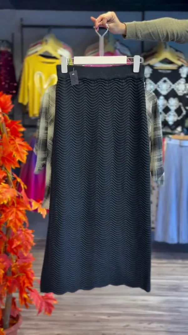 Trendy Black & Beige Checked Co-Ord Set with Sheer Overlap Shirt, Inner Top and Matching Skirt – Stylish Casual Wear for Daily, Office & Outings - Image 2