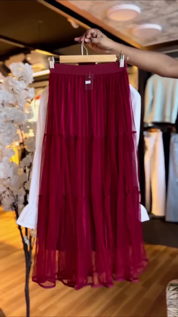 Elegant Maroon Sheer Dress with White Flared Sleeve Inner and Printed Ethnic Crop Jacket – Stylish Fusion Wear for Festive, Party and Casual Outings - Image 2