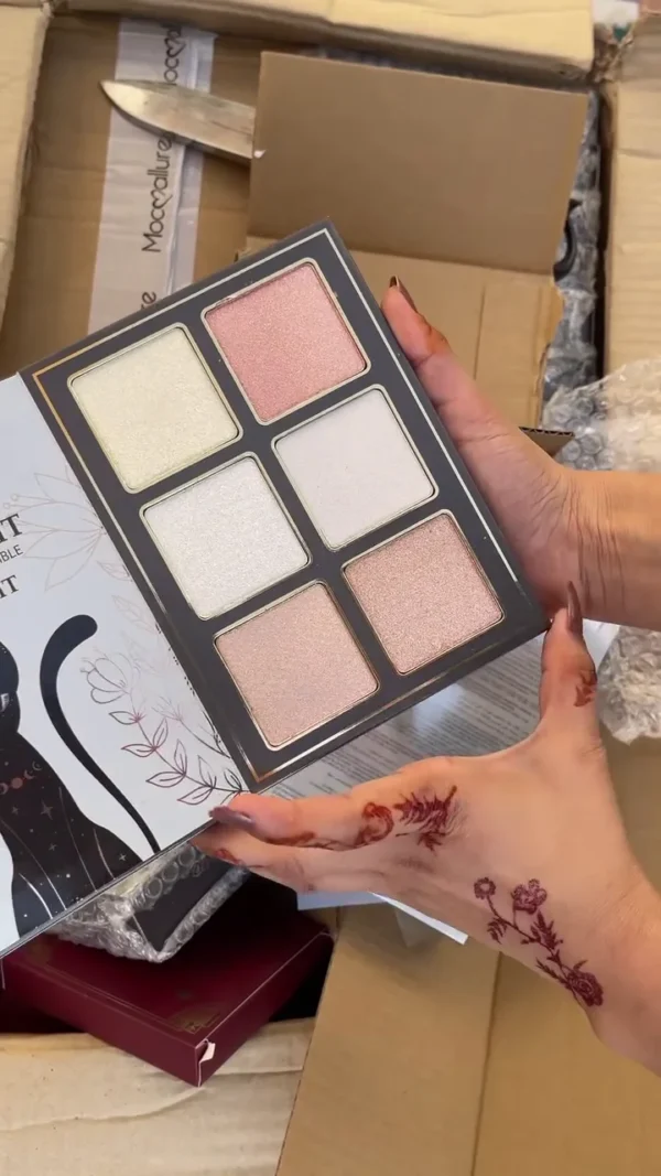 All-in-One Professional Makeup Book with 6 Shimmer Highlighters and 24 Multi-Color Eyeshadows – Portable Cosmetic Palette for Face and Eyes - Image 3