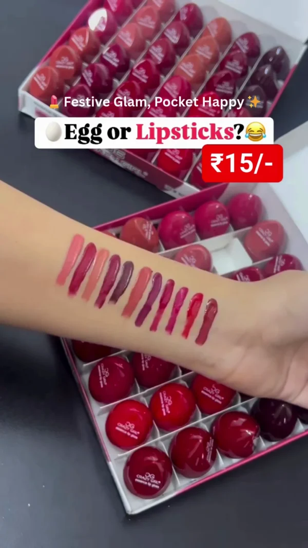 Egg Shaped Lipstick Set with Rich Pigmented Shades Long Lasting Affordable Lip Colors - Image 2