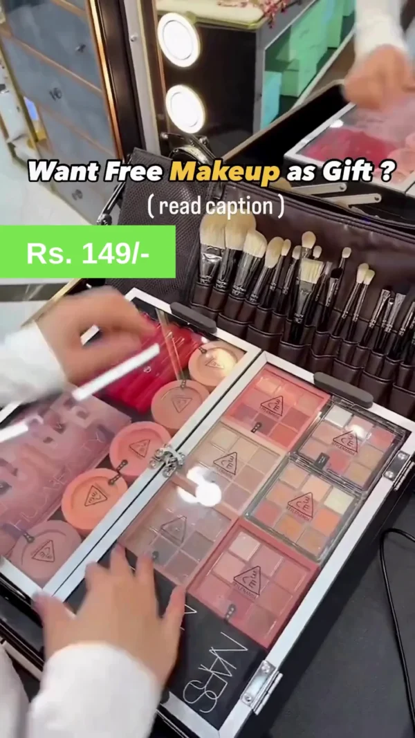 Professional Makeup Artist Full Kit in Portable Vanity Case with Brushes Foundations Blushes Highlighters Eyeshadows Lip Colors and Complete Makeup Accessories - Image 2