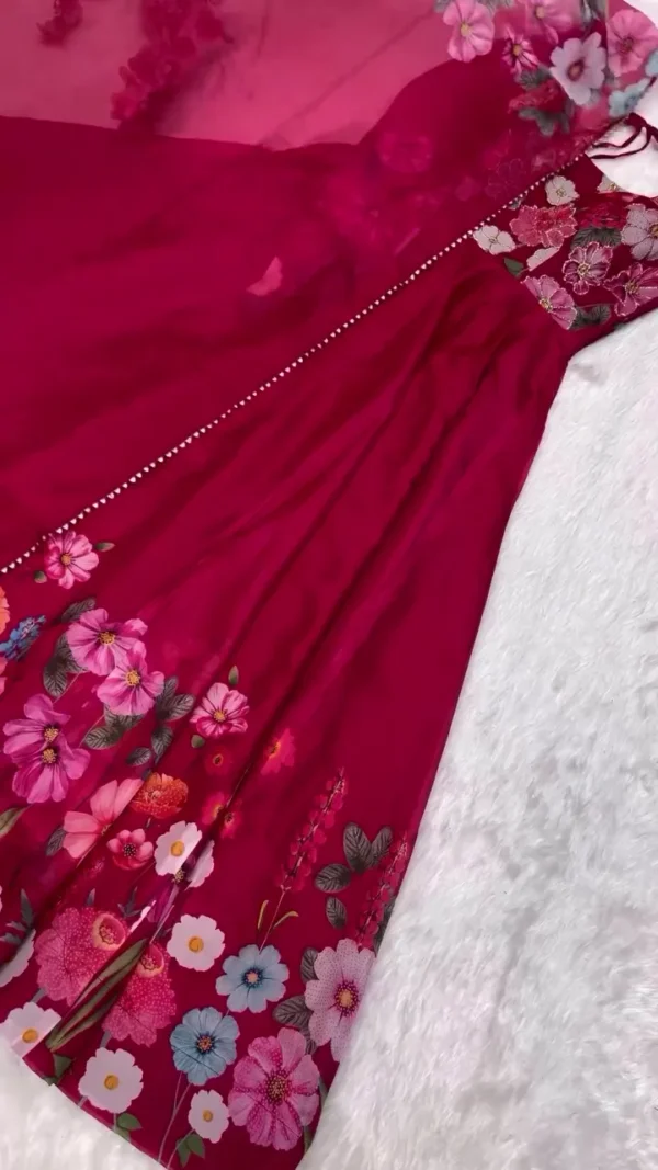 Floral Embroidered Kurti – Regal Yellow Collection with Golden Embroidered Dupatta - Image 2