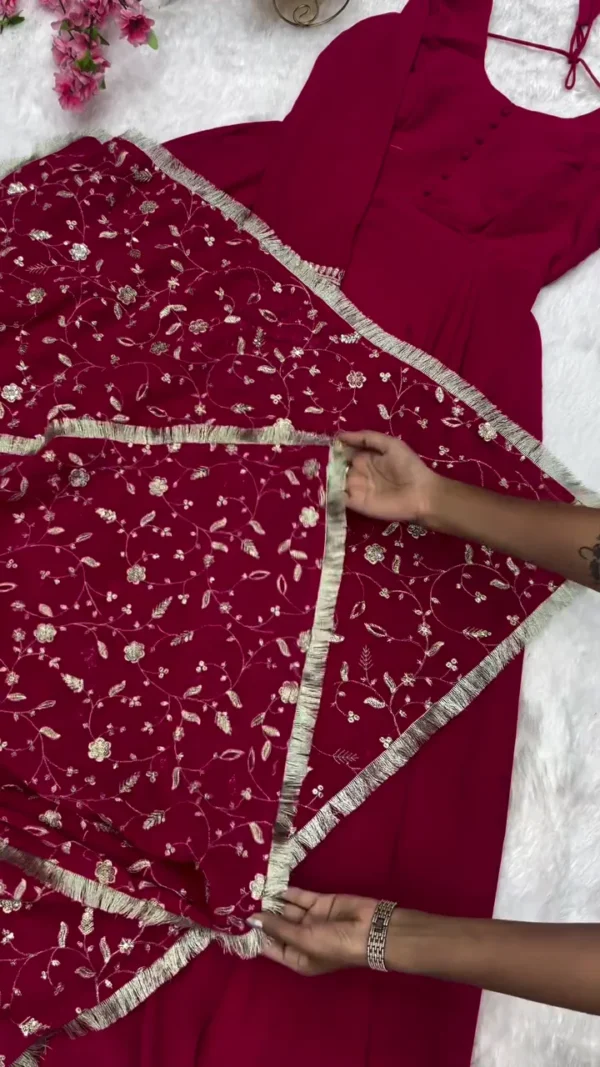 Elegant Anarkali Suit – Elegant Maroon Collection with Gota Patti Border - Image 2