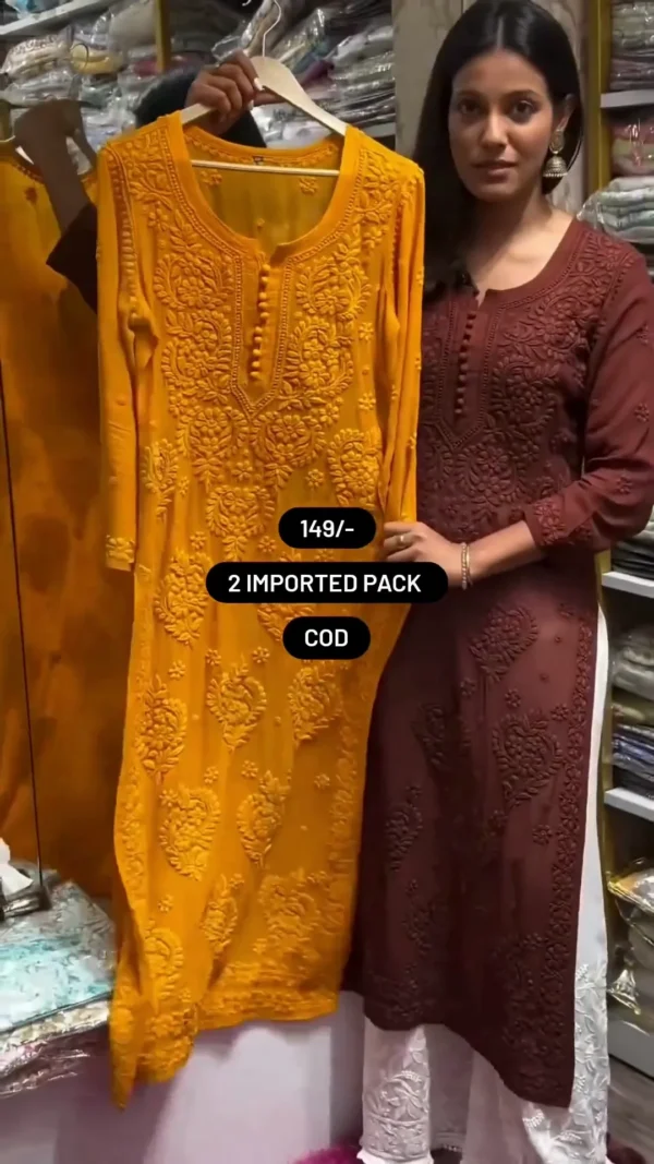 Daily Wear Cotton Kurti – Affordable Royal Blue Line with Asymmetric Hemline - Image 2