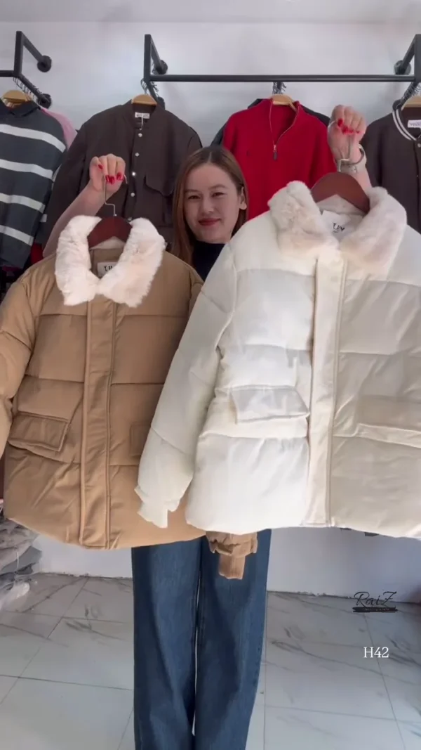 Elegant Faux Fur Coat in Cream Shade with Soft Satin Inner – Ideal for Parties and Special Occasions