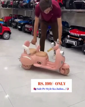 The Pink Child's Ride-On Electric Scooter/Motorcycle and Comfortable Backrest Seat