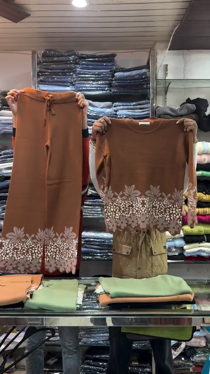 Luxurious Winter Wear Collection: Embroidered Knit Two-Piece Co-ords and Faux-Angora Pearl-Embellished Cardigans - Image 2