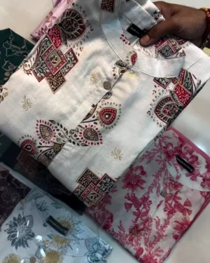 Complete Winter Fashion Collection: Cozy Embroidered Knit Co-ord Sets, Faux Angora Pearl-Embellished Cardigans, and Traditional Printed Cotton Kurta Shirts