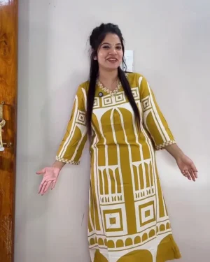 Yellow Kurti for Women & Girls – Soft Fabric, Comfortable Fit & Perfect for Casual, Festive, and Daily Wear