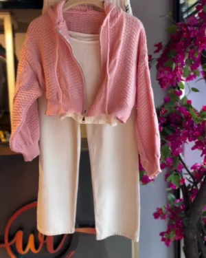 Trendy Pink Top with White Pant Set for Women | Stylish Casual & Office Wear Outfit | Comfortable Daily Wear