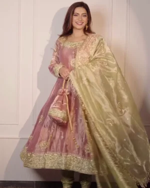 Pink Anarkali Suit for Women – Flared Ethnic Dress with Beautiful Design – Perfect for Weddings, Parties & Festive Occasions