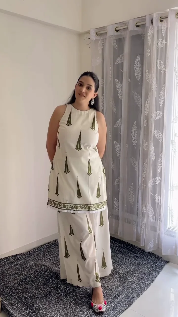 White Kurti Pair for Women – Stylish Kurti with Matching Bottom – Perfect for Casual Wear, Office, Festive & Daily Occasions