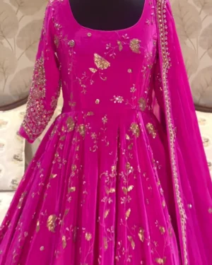 Pink Anarkali Kurta for Women | Flared Ethnic Dress | Party, Wedding & Festive Occasion Traditional Wear