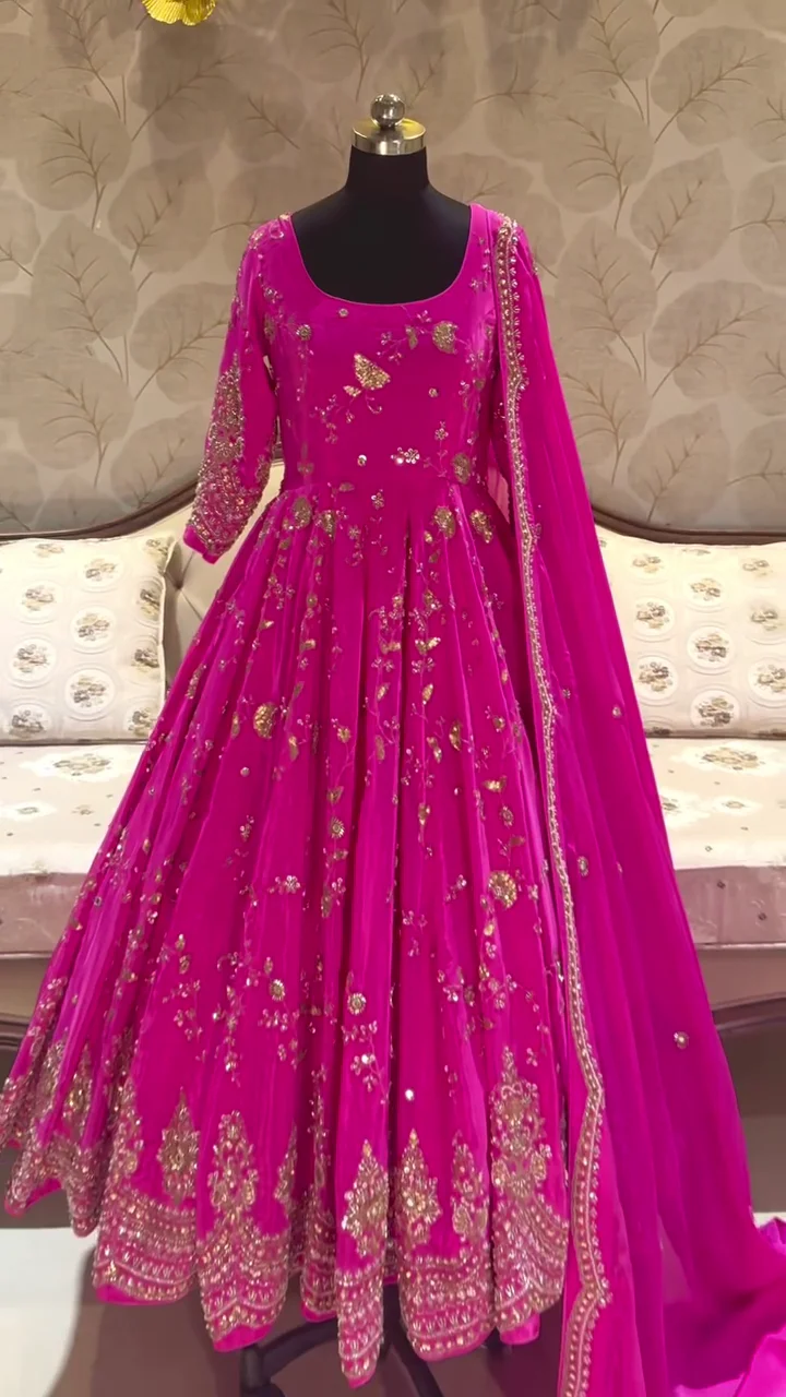 Pink Anarkali Kurta for Women | Flared Ethnic Dress | Party, Wedding & Festive Occasion Traditional Wear - Image 2