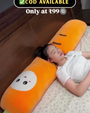 Soft Carrot Plush Body Pillow | Ultra-Soft Kawaii Long Bolster Cushion for Sleeping, Reading, and Decor | Cute Stuffed Vegetable Pillow for Kids and Adults