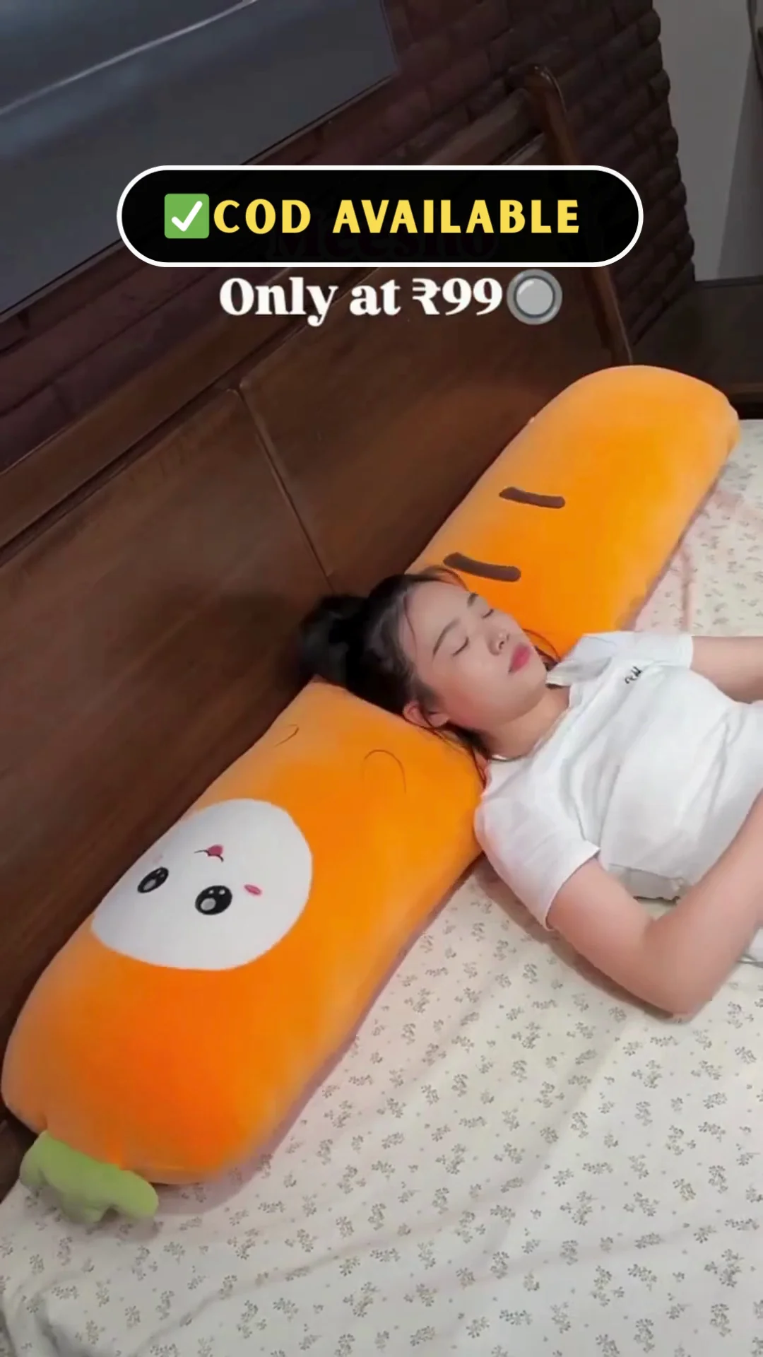 Soft Carrot Plush Body Pillow | Ultra-Soft Kawaii Long Bolster Cushion for Sleeping, Reading, and Decor | Cute Stuffed Vegetable Pillow for Kids and Adults