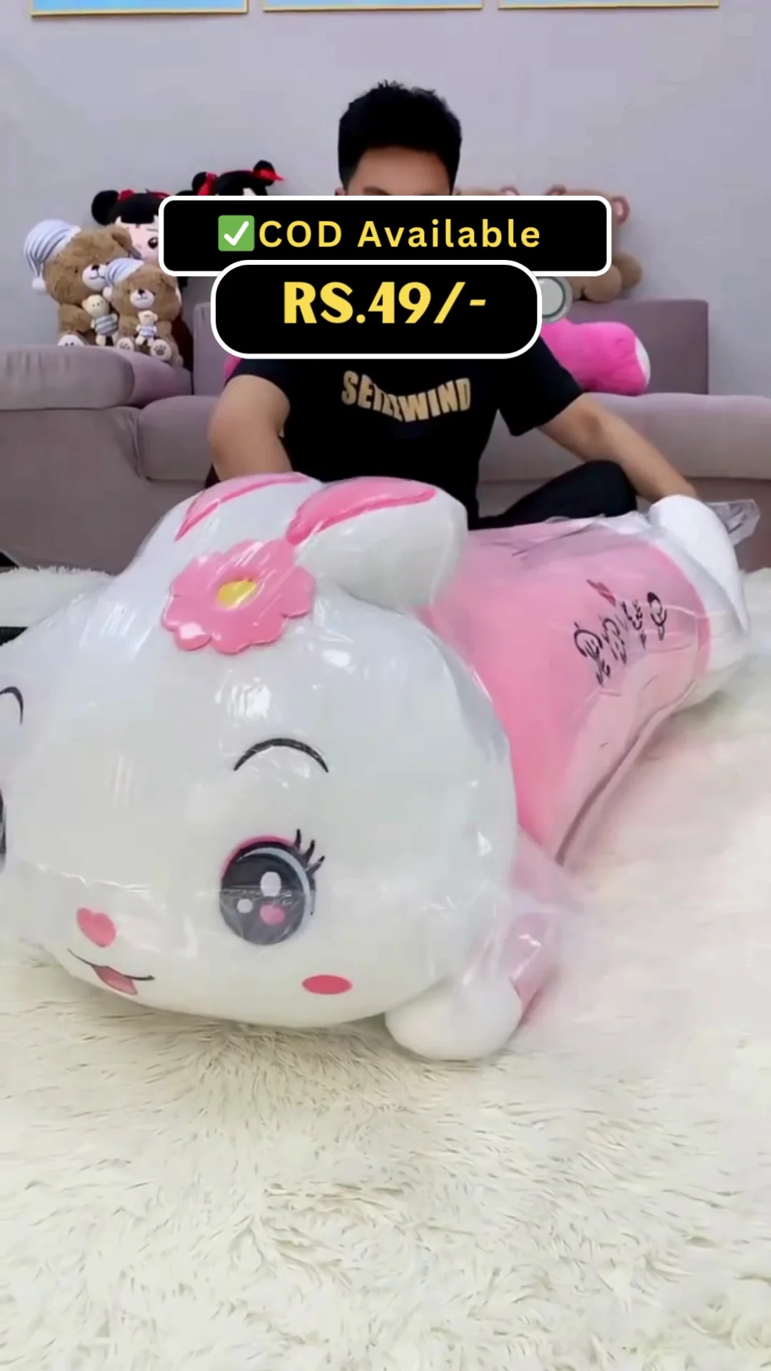 Cute Big Pink and White Teddy Bear – Soft & Huggable Plush Toy, Adorable Gift for Kids, Girls, and Loved Ones, Perfect for Birthdays & Special Occasions - Image 2