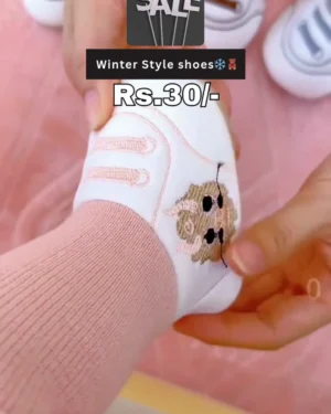 Warm Winter Fleece Baby Booties – Soft Anti-Slip First Walker Shoes for Infants and Toddlers with Cute Animal Embroidery & Stay-On Elastic Cuffs