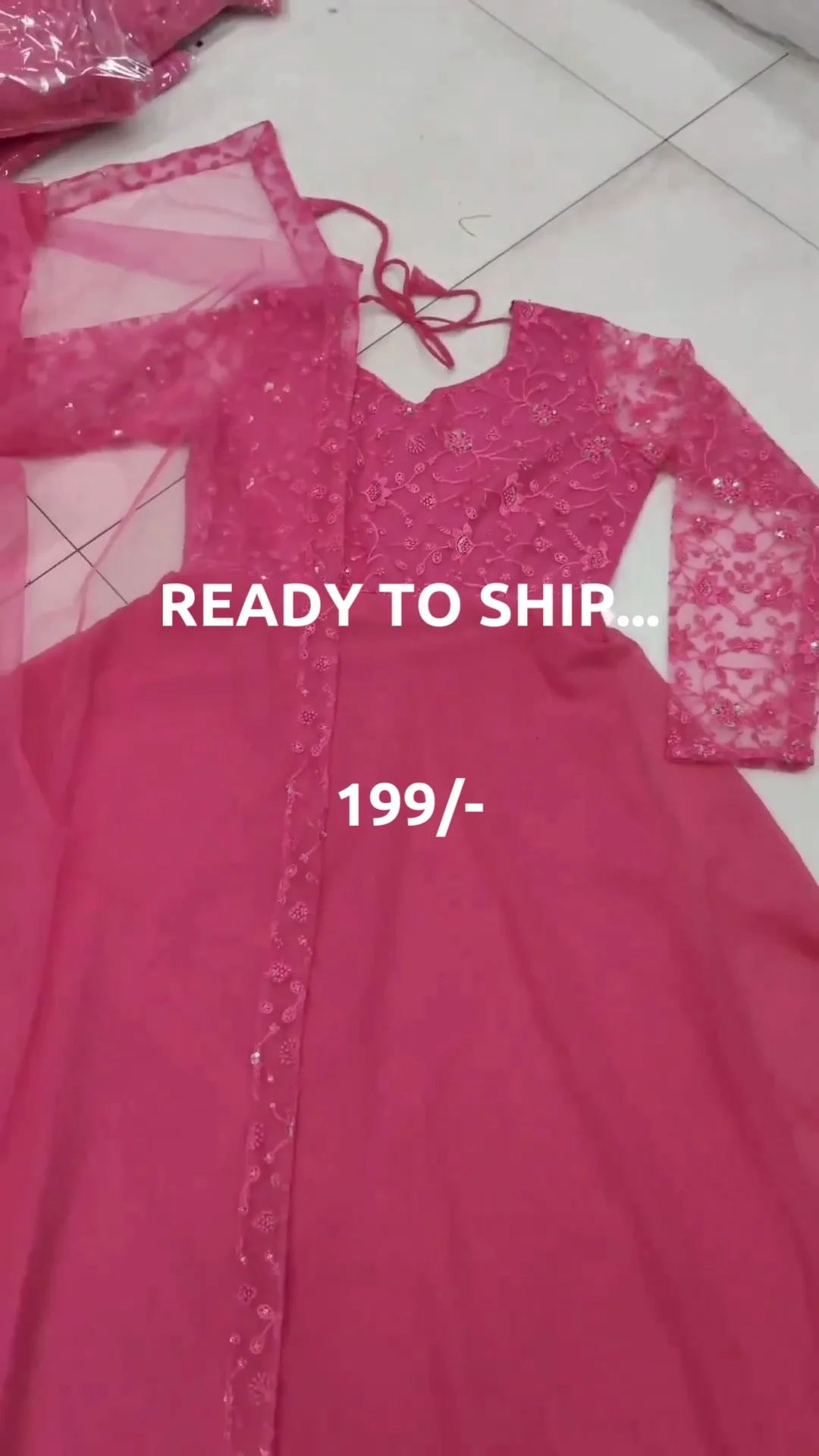 Elegant Rani Pink Embroidered Anarkali Suit Set with Sheer Dupatta