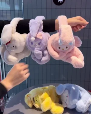 Sanrio-Inspired Plush Character Earmuffs – Ultra-Soft Faux Fur Winter Ear Warmers for Kids and Adults, Cute 3D Cartoon Animal Headband with Hello Kitty