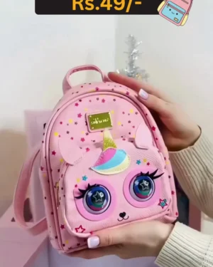 Premium 3D Unicorn Pet Mini Backpack for Girls – Adorable Pink Kawaii School Bag with Glitter Stars, Interactive-Style Large Eyes, and Rainbow Horn