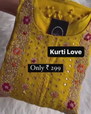 Designer Heavily Embroidered Silk Kurti Collection with Mirror Work and Intricate Floral Zari Borders