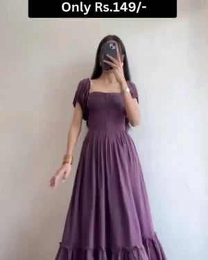 Premium Modest Stylish Festive Wear Collection: Designer Sage Green Pleated Maxi Gown & Elegant Mauve Tiered A-Line Dress with Sweetheart Neckline