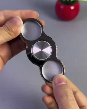 3-in-1 Multi-Functional Metal Fidget Spinner Phone Grip & Magnetic Kickstand - Zinc Alloy Stress Relief Rotating Ring Holder for Smartphones - Sleek Chrome Finish